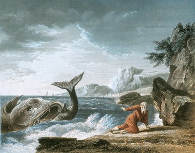 Jona uitgespuwd door de walvis op het droge land door Claude Joseph Vernet
