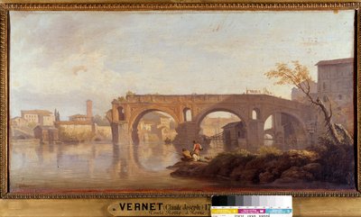 Le Ponte Rotto in Rome door Claude Joseph Vernet