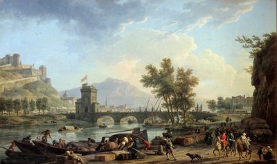 De benaderingen van een oefening in 1774 Schilderij door Joseph Vernet (1714-1789) 1774 Montpellier, Musée Fabre door Claude Joseph Vernet
