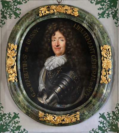 Portret van Roger Bussy-Rabutin. Kasteel van Bussy-Rabutin door Claude Lefebvre