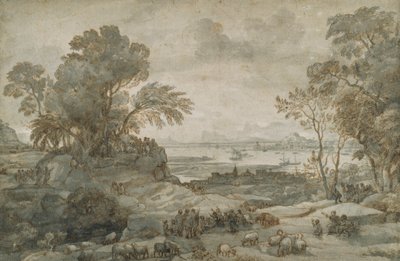 Landschap met Christus die de Bergrede predikt door Claude Lorrain