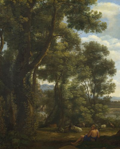 Landschap met een geitenhoeder en geiten door Claude Lorrain