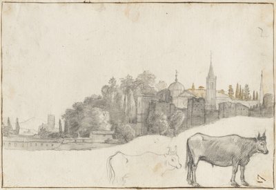 Een Uitzicht Buiten de Piazza del Popolo in Rome, 1640-41 door Claude Lorrain