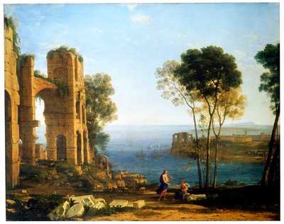 Kustzicht met Apollo en de Cumaeense Sibylle, tussen 1645 en 1649 door Claude Lorrain