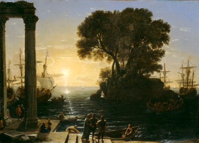 Kustscène met de inscheping van Sint Paulus, 1655 door Claude Lorrain