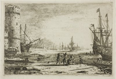 Haven met een grote toren door Claude Lorrain