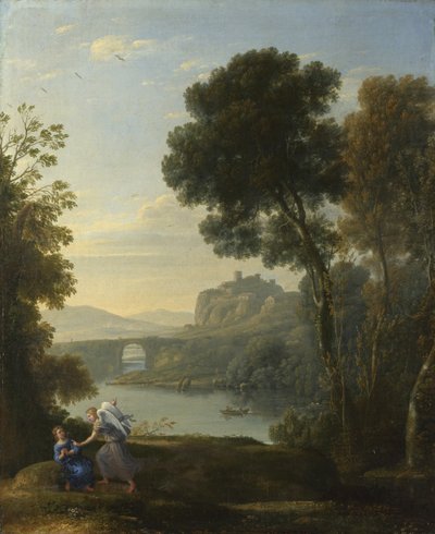 Landschap met Hagar en de engel door Claude Lorrain