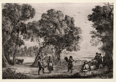 Landschap met een Dorpsdans (Kleine Plaat) door Claude Lorrain