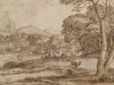 Landschap met een kudde herten, 1666 door Claude Lorrain