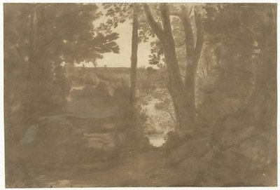 Landschap met doorkijk door bomen door Claude Lorrain