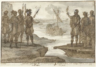 Ontmoeting van Aeneas met Pallas, de zoon van Euander door Claude Lorrain