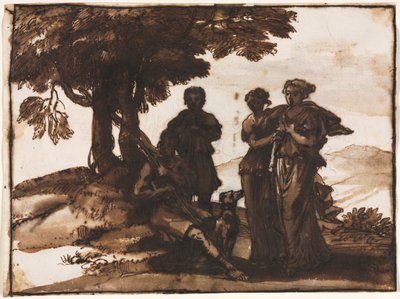 Pastorale scène met klassieke figuren, ca. 1640-1645 door Claude Lorrain
