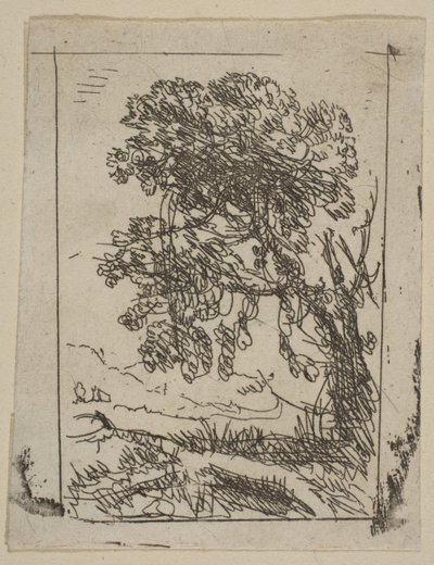 De twee landschappen, linker boom door Claude Lorrain