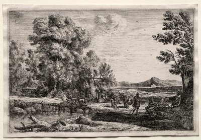 De houten brug door Claude Lorrain