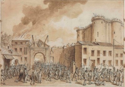 De bestorming van de Bastille op 14 juli 1789 door Claude Louis Desrais
