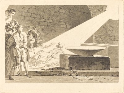 Fragonard en Bergeret met Hun Vrouwen Bezoeken een Graf in Pompeii door Claude Mathieu Fessard after Jean Honoré Fragonard