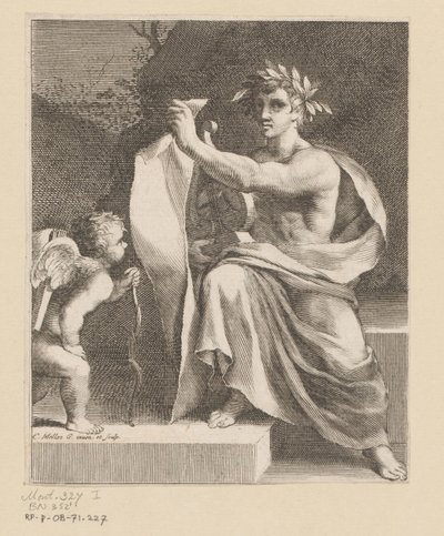 Apollo met een amor door Claude Mellan