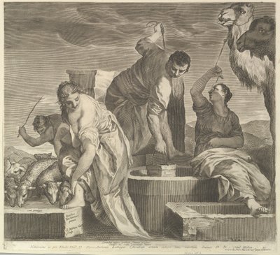 Jacob geeft water aan de dieren van Rachel door Claude Mellan