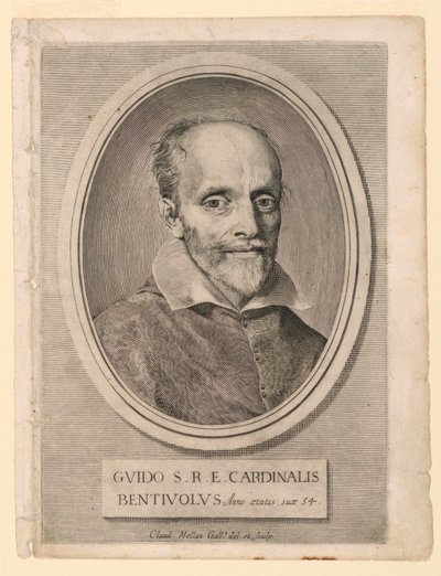 Portret van kardinaal Guido Bentivoglio door Claude Mellan