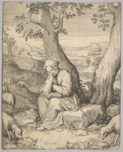 Sint-Genoveva door Claude Mellan