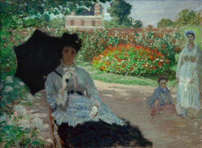 Camille in de tuin, met Jean en zijn kindermeisje door Claude Monet