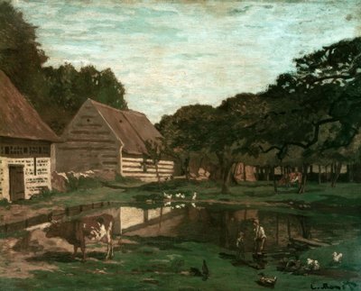 Boerderijhof in Normandië door Claude Monet