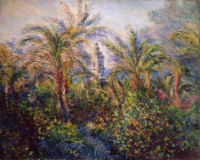 Tuin in Bordighera, impressie in de ochtend door Claude Monet