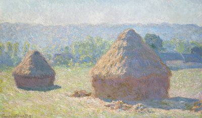 Hooiberg in de avondzon door Claude Monet