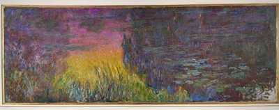 Les Nympheas, zonsondergang (olieverf op doek) door Claude Monet