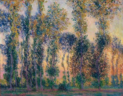 De populieren in Giverny, zonsopgang door Claude Monet