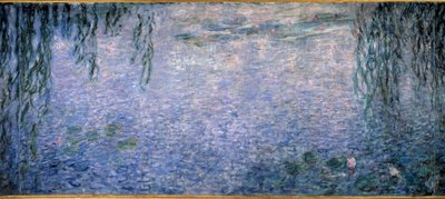 Nymphaea, heldere ochtend met wilgen (centraal deel van triptiek). Schilderij door Claude Monet door Claude Monet