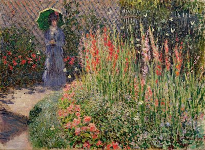 Ronde bloembed (Corbeille de fleurs), 1876 door Claude Monet