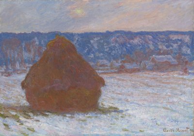 Stapel Tarwe Sneeuweffect, Bewolkte Dag, 1890-91 door Claude Monet