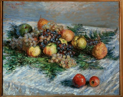 Stilleven met fruit (olieverf op doek) door Claude Monet