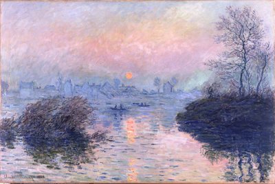 Zonsondergang aan de Seine bij Lavacourt, wintereffect door Claude Monet