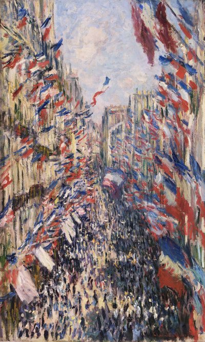 De Rue Montorgueil in Parijs door Claude Monet