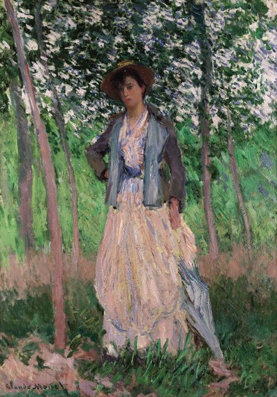De wandelaar (Suzanne Hoschedé), 1887 door Claude Monet