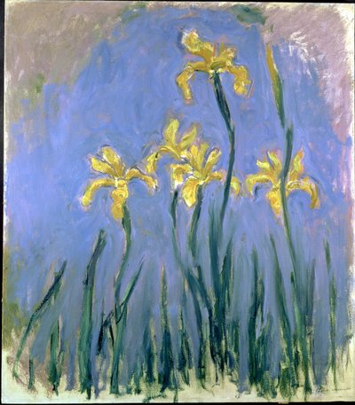 Gele Irissen; Les Iris Jaunes, ca. 1918-1925 door Claude Monet