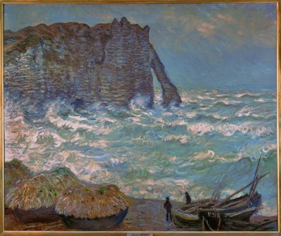 Étretat, ruwe zee door Claude Monet