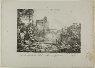Uitzicht op de Tempel van de Zon en de Maan vanaf het Colosseum in Rome door Claude Thienon