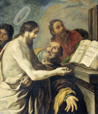 Christus Geeft Petrus de Opdracht om Mijn Schapen te Weiden door Claude Vignon