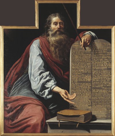 Mozes met de Tien Geboden door Claude Vignon