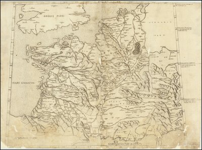 1507 Ptolemeïsche kaart van Frankrijk door Claudius Ptolemy
