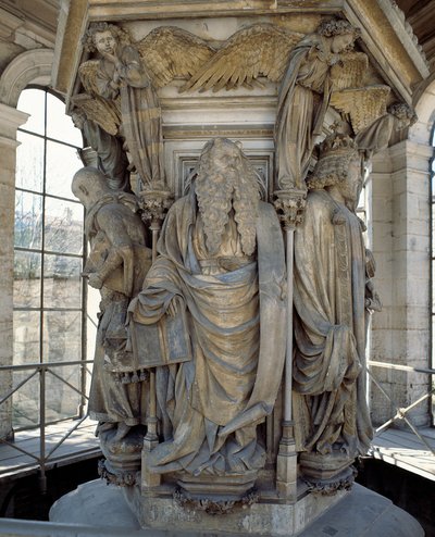 De basis van de Put van Mozes toont de profeten die de komst van Christus voorspelden (beeldhouwwerk) door Claus Sluter