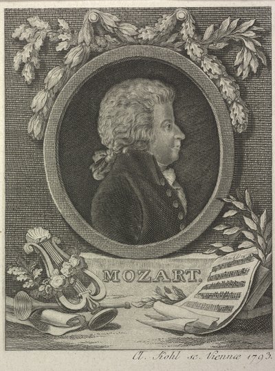 Wolfgang Amadeus Mozart, 1793 door Clemens Kohl
