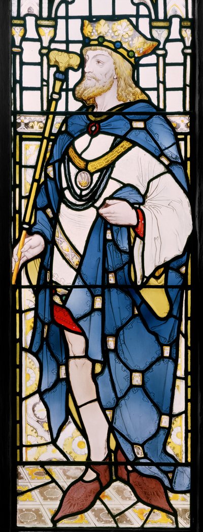 Edward II, detail van een raam in de Grote Zaal, 1867-71 door Clement James Heaton