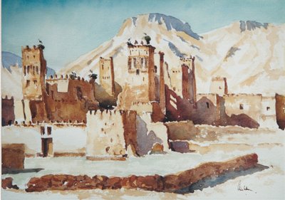 Tamdakht, ochtend, 2000 (aquarel) door Clive Wilson