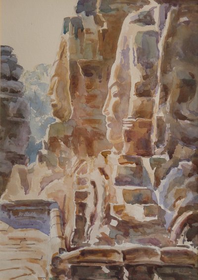De bajon: Zinderende hitte, 2000 (aquarel) door Clive Wilson