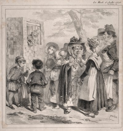 Zie je mijn beste! het is de politie die deze marionetten laat spelen, om af te leiden..., 1840 door Clémente Pruche