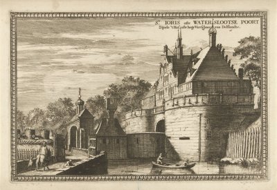Gezicht op Waterslootse Poort te Delft door Coenraet Decker (attributed to)